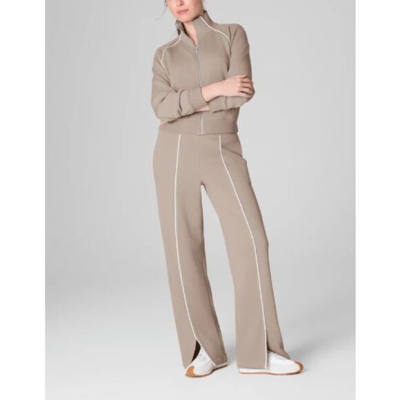 NWT SPANX® AirEssentials Pique Straight Leg Pant- Ashwood- Large Tall - Picture 1 of 5